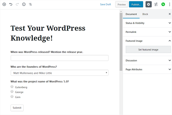 Xuất bản bài kiểm tra của bạn trong WordPress